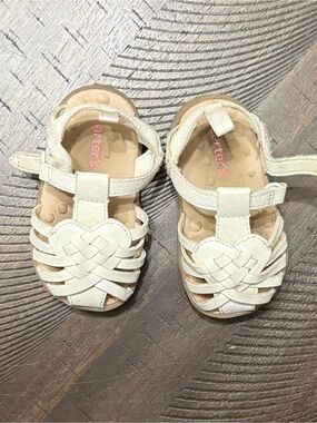Carter's Cream Woven Heart Strap Sandals for Kids
